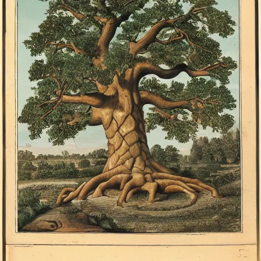 Image similar to a giant snake with an oak tree for a head