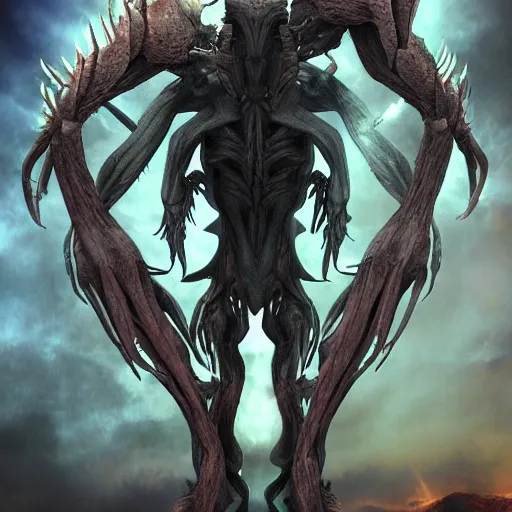 Image similar to an organic demon creature, fantasy anime, 3 2 k resolution