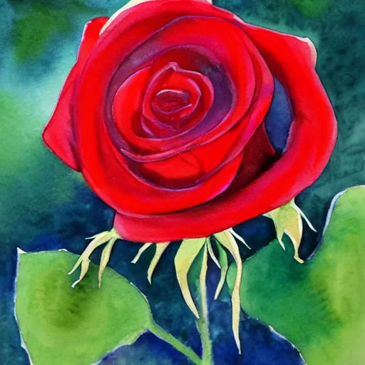 Prompt: watercolor red roses