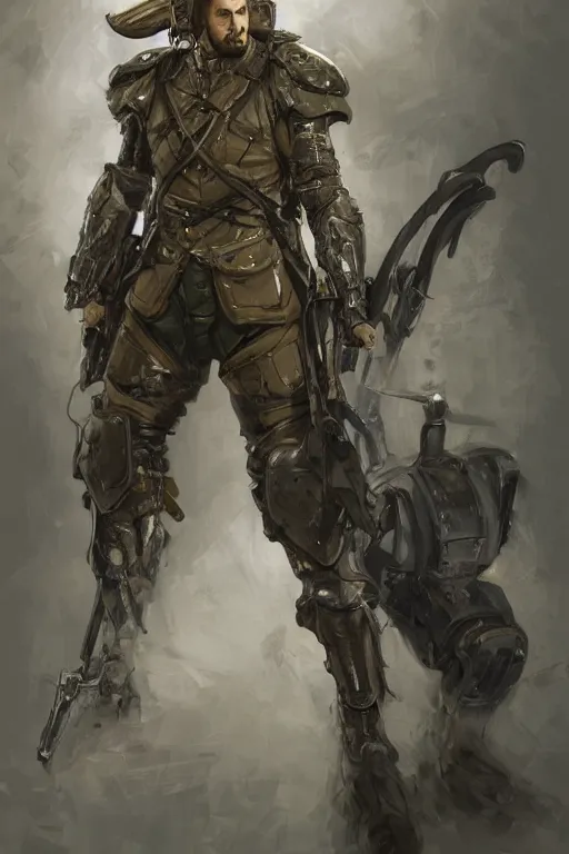 Prompt: a professionally painted portrait of John TotalBiscuit Bain, clothed in military armor, olive skin, long dark hair, beautiful bone structure, symmetrical facial features, intricate, elegant, digital painting, trending on Artstation, concept art, smooth, sharp focus, illustration, from Metal Gear by Ruan Jia and Mandy Jurgens and Artgerm and William-Adolphe Bouguerea, award winning