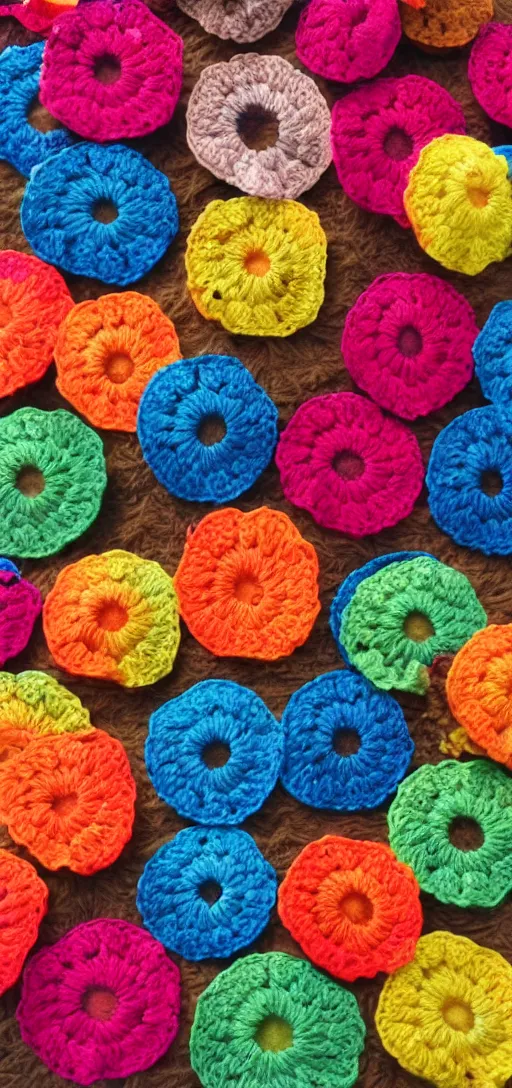 Image similar to multicolored crocheted party