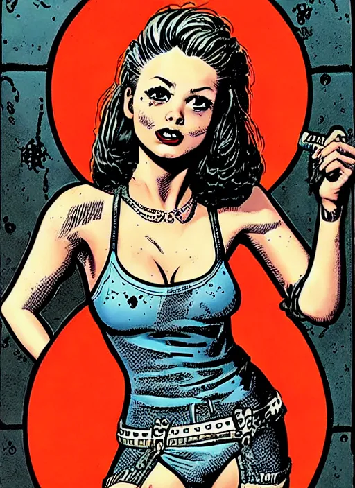 Prompt: a portrait of a pretty sewer punk young lady by al feldstein