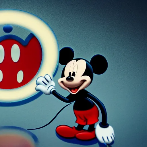 Image similar to mickey mouse the grim reaper, the symbol of death and horror, mickey mouse looking deadly 8 k