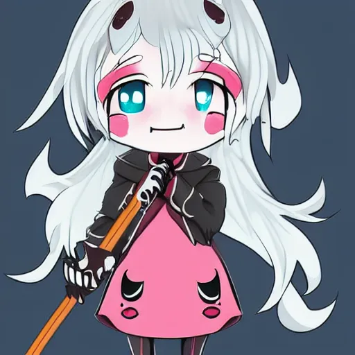 Image similar to the most cutest adorable happy picture of death, death with a cute scythe, chibi style, adorably cute, enhanched, deviant adoptable, digital art Emoji collection