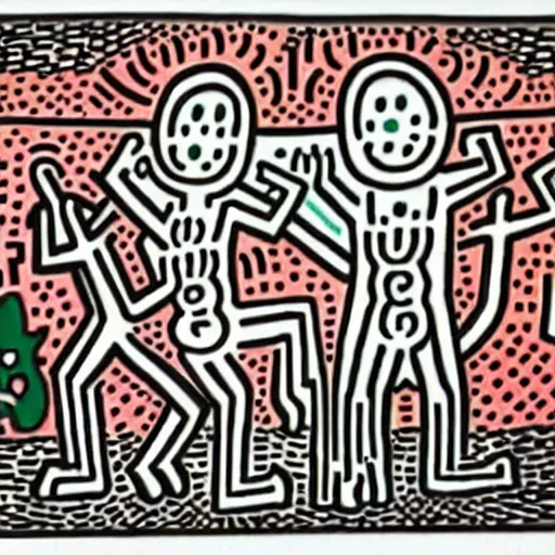 Prompt: Wedding card by Keith Haring