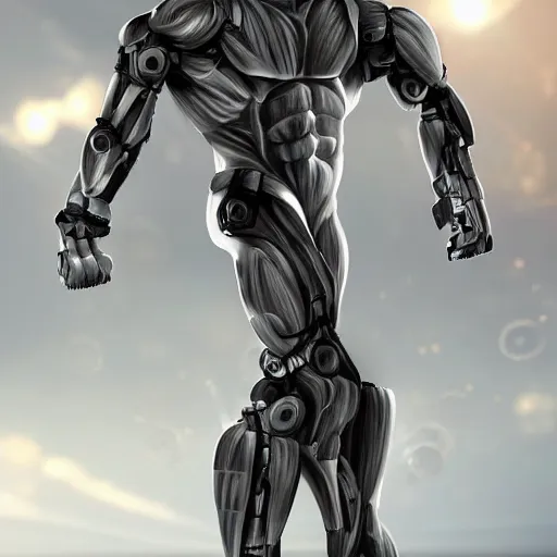 Image similar to a realistic detailed photo of a bodybuilder who is also a male android Chris Redfield, shiny skin, posing robotically, blank stare