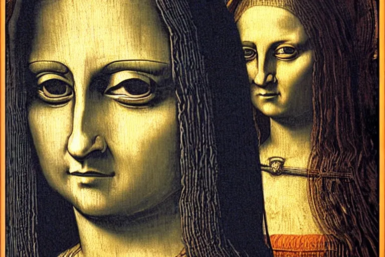 Image similar to monalisa in the style of h.r. giger, in the style of h.r. giger, in the style of h.r. giger, in the style of h.r. giger