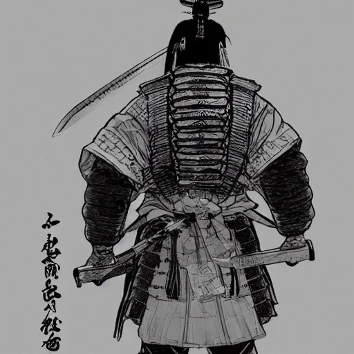 Image similar to a samurai holding an epic blade over his head by kim jung gi, back shot