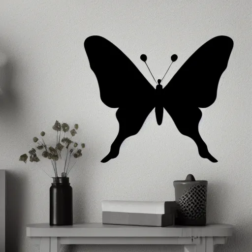 Prompt: mystical aura chakra butterfly, matte black background, horizontal symmetry