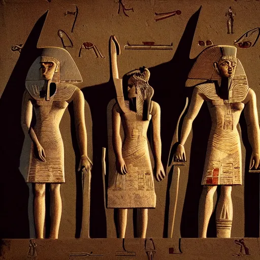 Prompt: aliens interacting with ancient egyptians, photorealistic, sharp focus