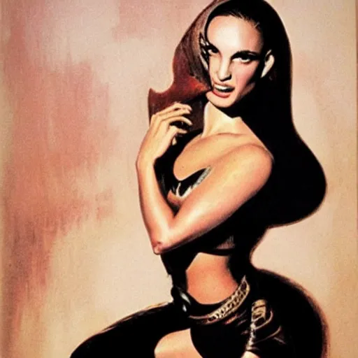 Image similar to Natalie Portman by Frank Frazetta