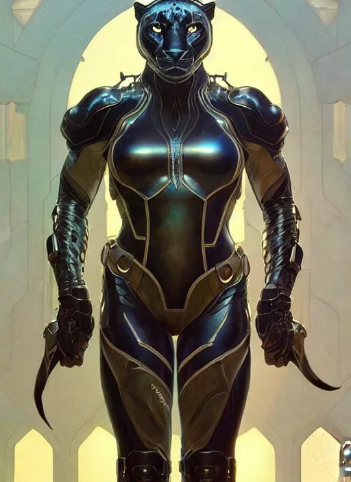 Prompt: seen through a window!! symmetry!! portrait of a panther, sci - fi armour! muscular, fantasy, intricate, elegant, highly detailed, digital painting, artstation, concept art, smooth, sharp focus, illustration, art by artgerm and greg rutkowski and alphonse mucha