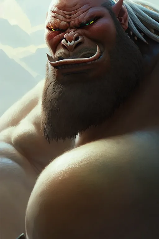 Image similar to orc barbarian male, finely detailed perfect face, exquisite details, earth magic, mid view, design on a white background, by studio muti, greg rutkowski makoto shinkai takashi takeuchi studio ghibli