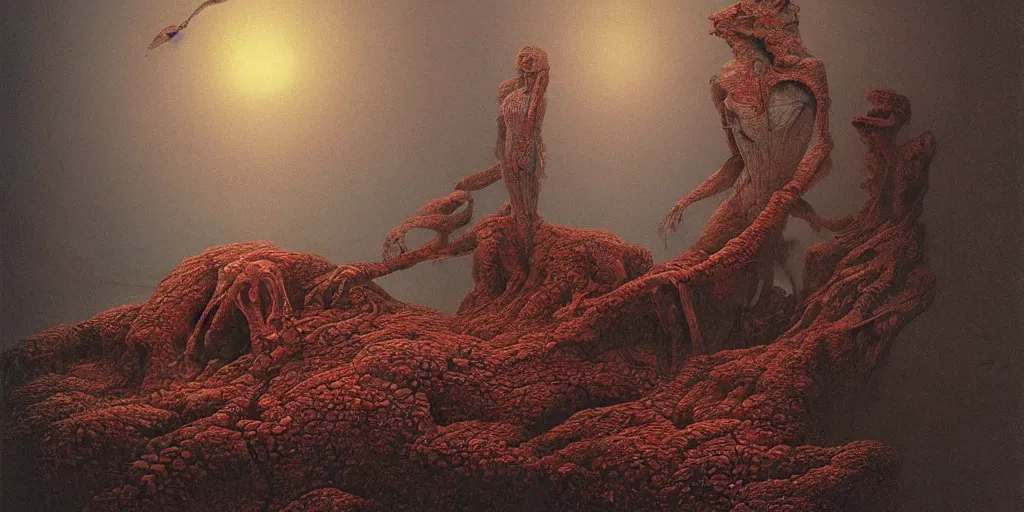 Image similar to dreamscape, zdzislaw beksinski, vivid colors, anatomical, highly detailed sculpture, intricate detailed, ommatidia, 8 k, cinematic atmosphere, post - processing