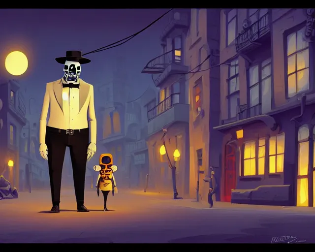 Image similar to digital painting concept art for grim fandango with manuel calavera, lucasarts game, smooth median photoshop filter cutout vector, noir, detective, casablanca, behance hd by jesper ejsing, by rhads, makoto shinkai and lois van baarle, ilya kuvshinov, rossdraws, rex crowle global illumination