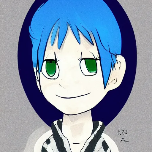 Image similar to boy with white hair and blue highlights, drawn by Fungzau