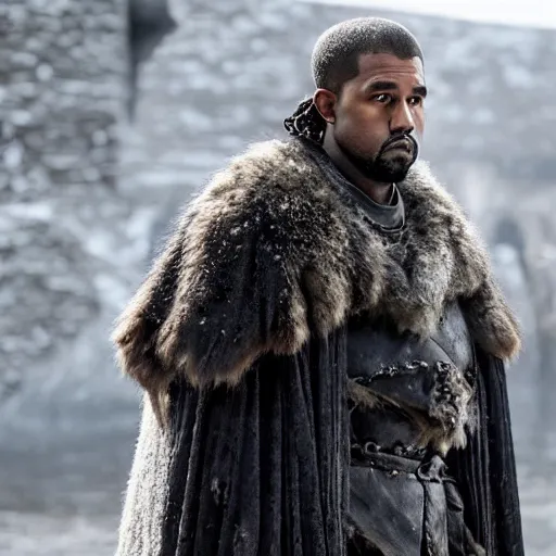 Image similar to film still of kanye west as jon snow in game of thrones