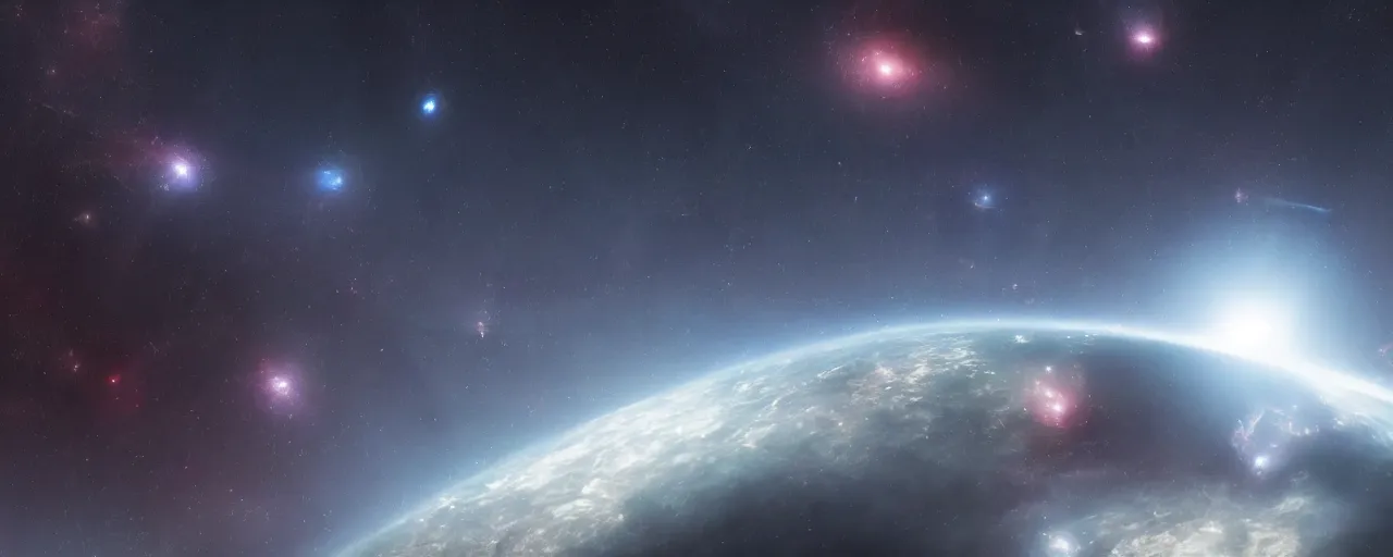 Image similar to movie still, thin horizontal nebula, a dark epic galaxy, space scene, dark scifi, unreal engine, octane render, detailed and intricate, global illumination, volumetric lighting, hubble telescope images, james webb telescope images, houdini fluid simulation, detailed and intricate environment