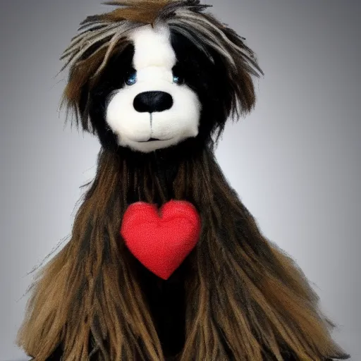 Prompt: (TY beanie baby bearded collie stuffed animal), action pose, cute, adorable, fluffy, digital art, UE5,