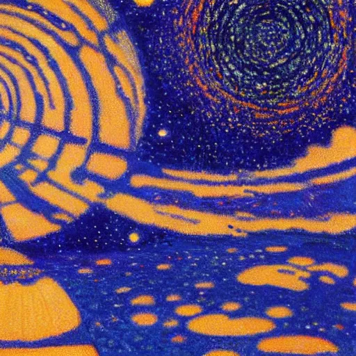 Prompt: Liminal space in outer space painting by Théo van Rysselberghe