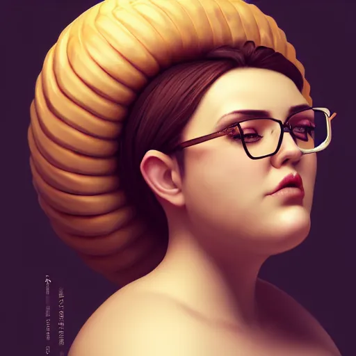 Prompt: portrait of a ((heavy)) (stocky) gorgeous beautiful beautiful woman with a bundt bundt pan face, greek romanian, glasses, wide shot, digital art, detailed detailed, small chin , 8k, trending on artstation