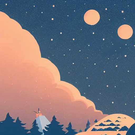 Image similar to ilya kuvshinov, mcbess illustration of an amazing meteor shower