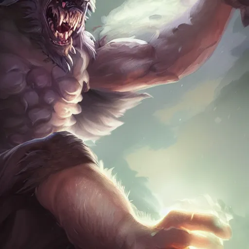 Prompt: portrait of werewolf of ashes and smoke, league of legends splash art, hearthstone splash art, full body shot, rule of thirds, ultrafine hyperrealistic detailed face, artgerm, greg rutkowski, trending on artstation, 8 k, intricately detailed, highly detailed