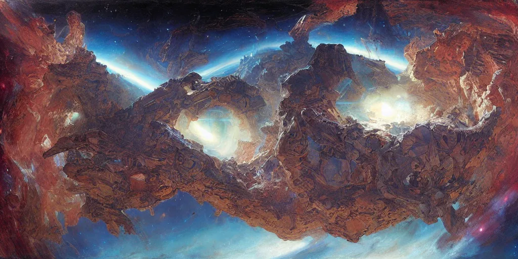 Image similar to supernova, giant space station, elephantine, painted by steve mccurry, ruan jia, raymond swanland, lawrence alma tadema, zdzislaw beksinski, norman rockwell, jack kirby, tom lovell, alex malveda, greg staples