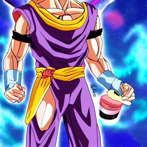 Image similar to beerus mixed with goku anime