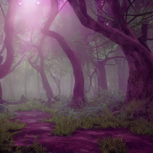 Image similar to 8 k hd detailed octane render of an enchanted fae forest