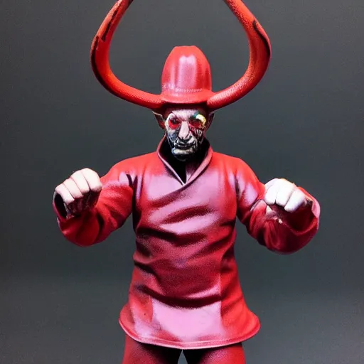 Prompt: a francis bacon bull stop motion vinyl action figure, plastic, toy, butcher billy style