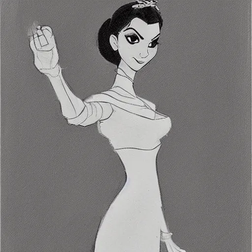 Image similar to milt kahl sketch of victoria justice as princess padme in star wars episode 3