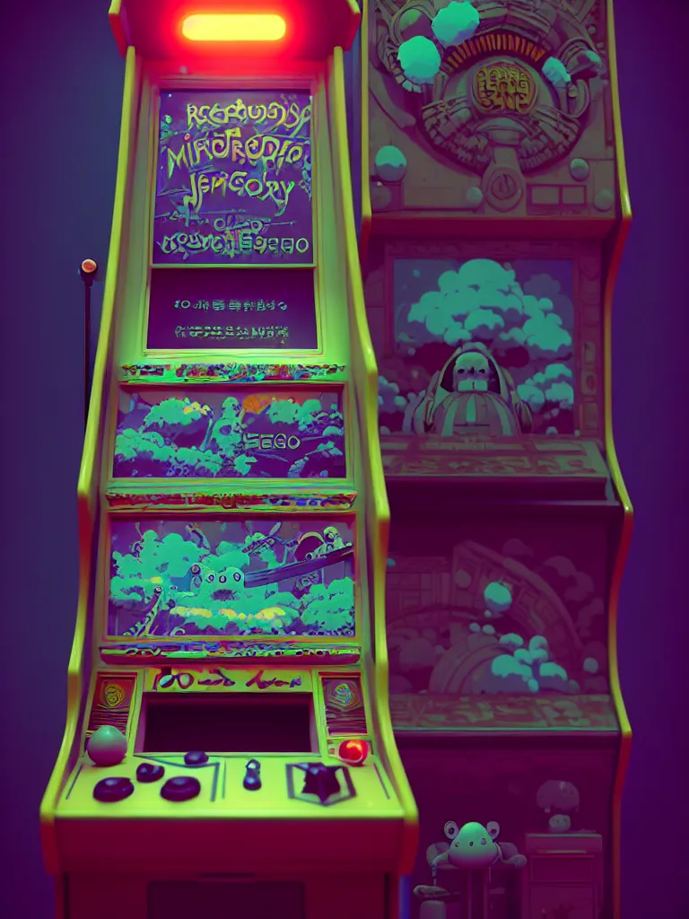 Prompt: retro arcade cabinet, moody, fluffy, ::alejandro jodorowsky, studio ghibli, beeple and James Gilleard and Justin Gerard :: ornate, dynamic, particulate, intricate, elegant, highly detailed, centered, artstation, smooth, sharp focus, octane render, 3d