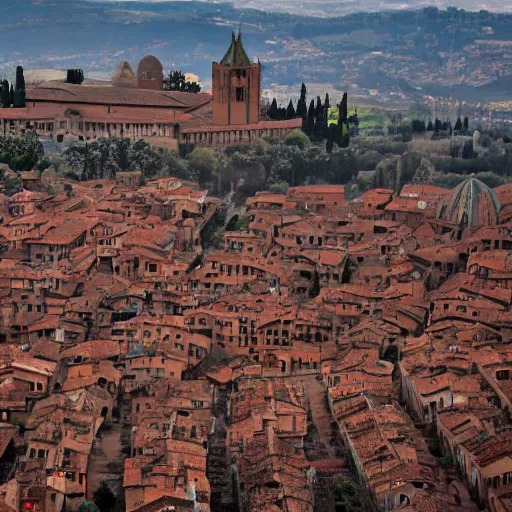 Image similar to a beautiful dystopian photo of san miniato, surreal, hyper detail, atmosphere