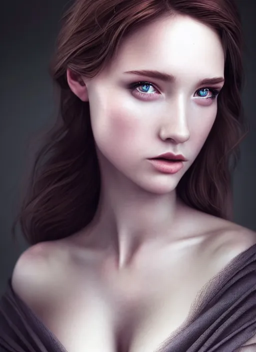 Image similar to a gorgeous scottish female photo, professionally retouched, soft lighting, realistic, smooth face, full body shot, torso, dress, perfect eyes, sharp focus on eyes, 8 k, high definition, insanely detailed, intricate, elegant, art by artgerm and jason chan