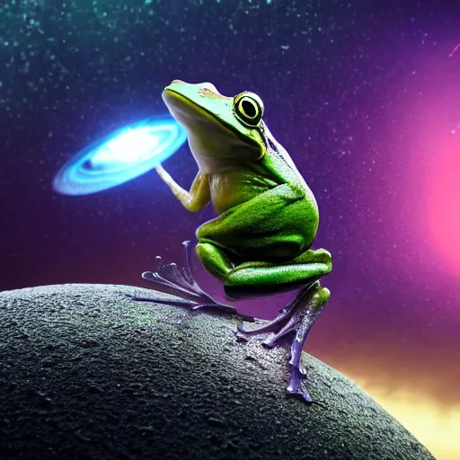 Image similar to a frog with muscles lifting planet earth over its head, octane render, cinematic rendering, dramatic lightning, visual effects, impressive, colorful, 8 k