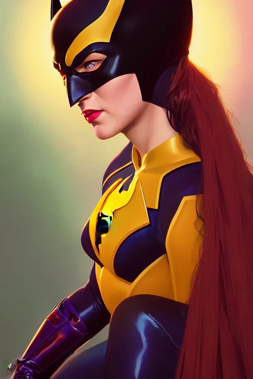 Prompt: a portrait of batgirl, fantasy, sharp focus, intricate, elegant, digital painting, artstation, matte, highly detailed, concept art, illustration, ambient lighting, art by ilya kuvshinov, artgerm, alphonse mucha, and greg rutkowski