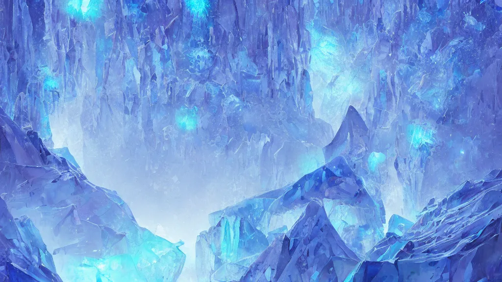 Prompt: an icey tundra covered in in large glowing blue crystal shards and veins, glowing! blue crystals, by sylvain sarrailh, rossdraws, ambient light, ultra detailed, fantasy artwork, 8 k, volumetric lighting, trending on artstation, award winning, beautiful scenery, very very very very very very very beautiful.