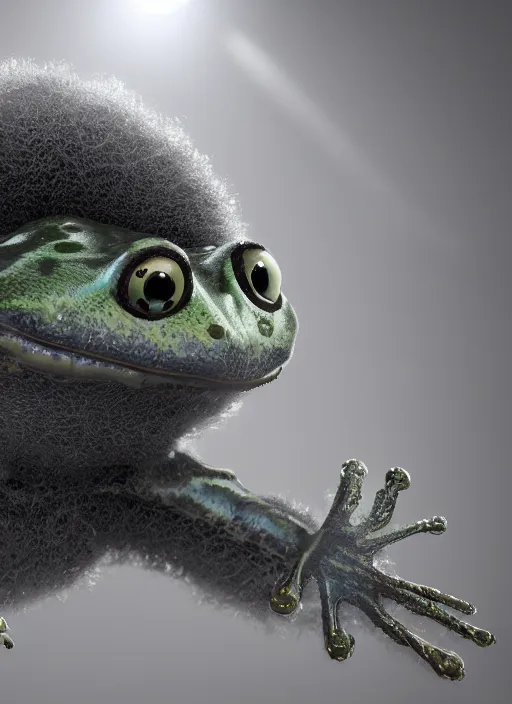 Prompt: hyperrealism, detailed textures, photorealistic 3 d, a massive hovering frog emerging from a fluffy cloud catching a giant housefly, ultra realistic, cinematic, intricate, cinematic light, concept art, illustration, art station, unreal engine 8 k