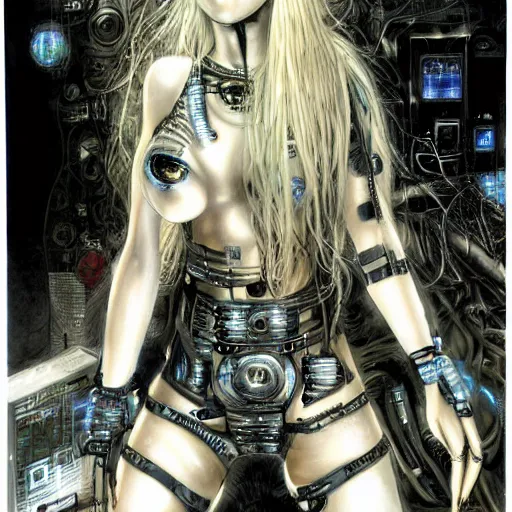 Prompt: ben gurion as cyber punk girl by luis royo