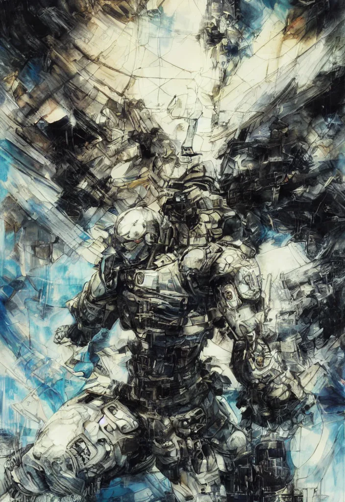 Image similar to gladiator, clouds, lasers, painting by greg ruthowski, yoshikata amano, yoji shinkawa, alphonse murac, collaborative artwork, beautifully drawn, heavily detailed