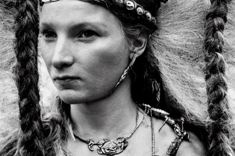 Image similar to portrait of a beautiful Viking woman By Emmanuel Lubezki