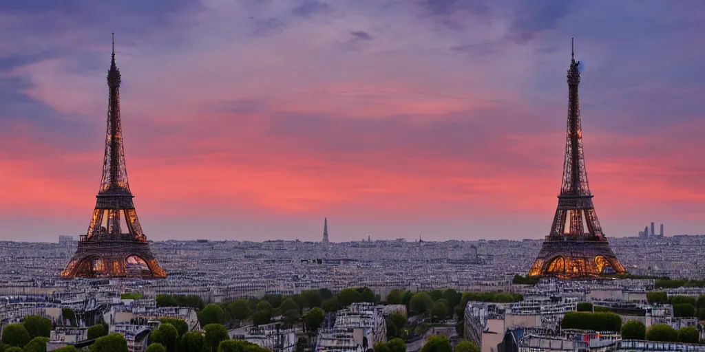 Prompt: a beautiful view of paris at sunset