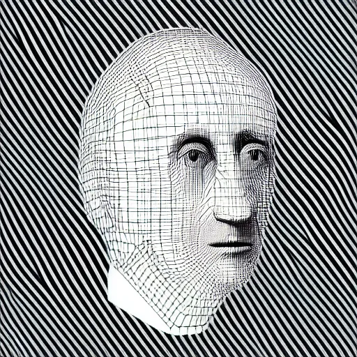 Prompt: low poly wireframe mesh of Marcel Duchamp, vector