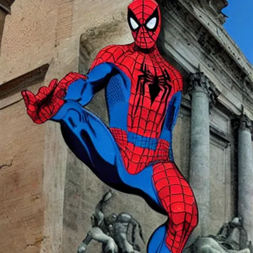 Image similar to spiderman in ancient rome.