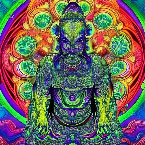 Image similar to psychedelic fractal artwork hight detail fluorescent space buddha mandala thin psilocybin mushrooms very aesthetic epic fantasy masterpiece