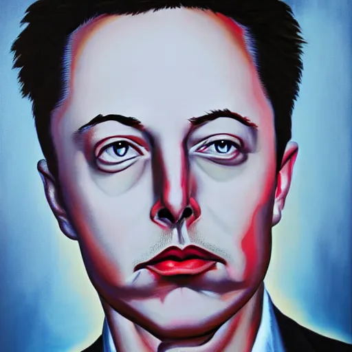 Image similar to surrealist portrait painting of elon musk, futuristic