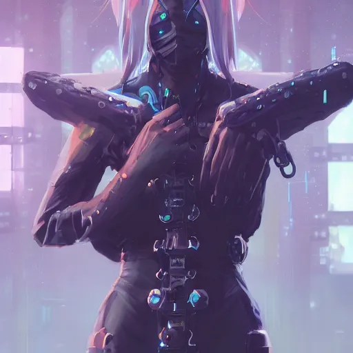Image similar to portrait of a deadly cybernetic ninja, cyberpunk concept art by pete mohrbacher and artgerm and wlop and greg rutkowski and deathburger, digital art, highly detailed, intricate, sci-fi, sharp focus, Trending on Artstation HQ, deviantart, unreal engine 5, 4K UHD image
