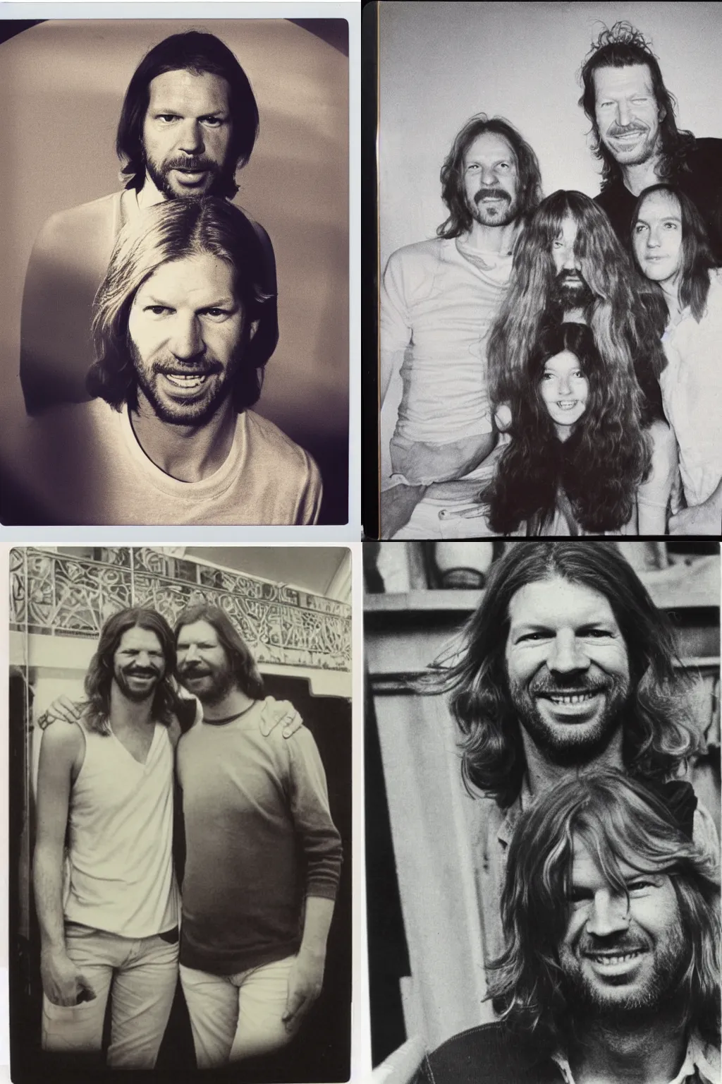 Prompt: 1970s, photo, a polaroid photo, art nouveau, dribble, Aphex Twin posing for a picture