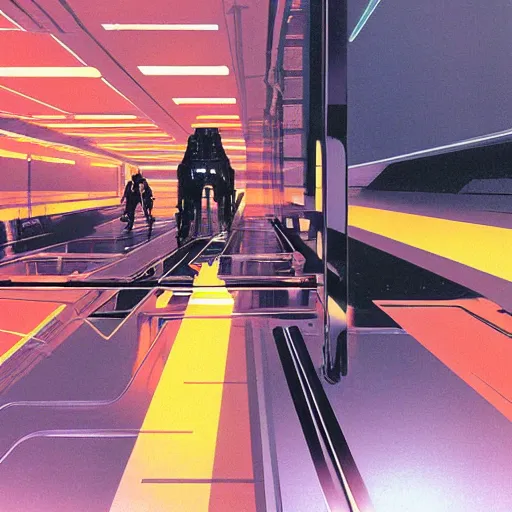 Image similar to neuromancer, painted by syd mead